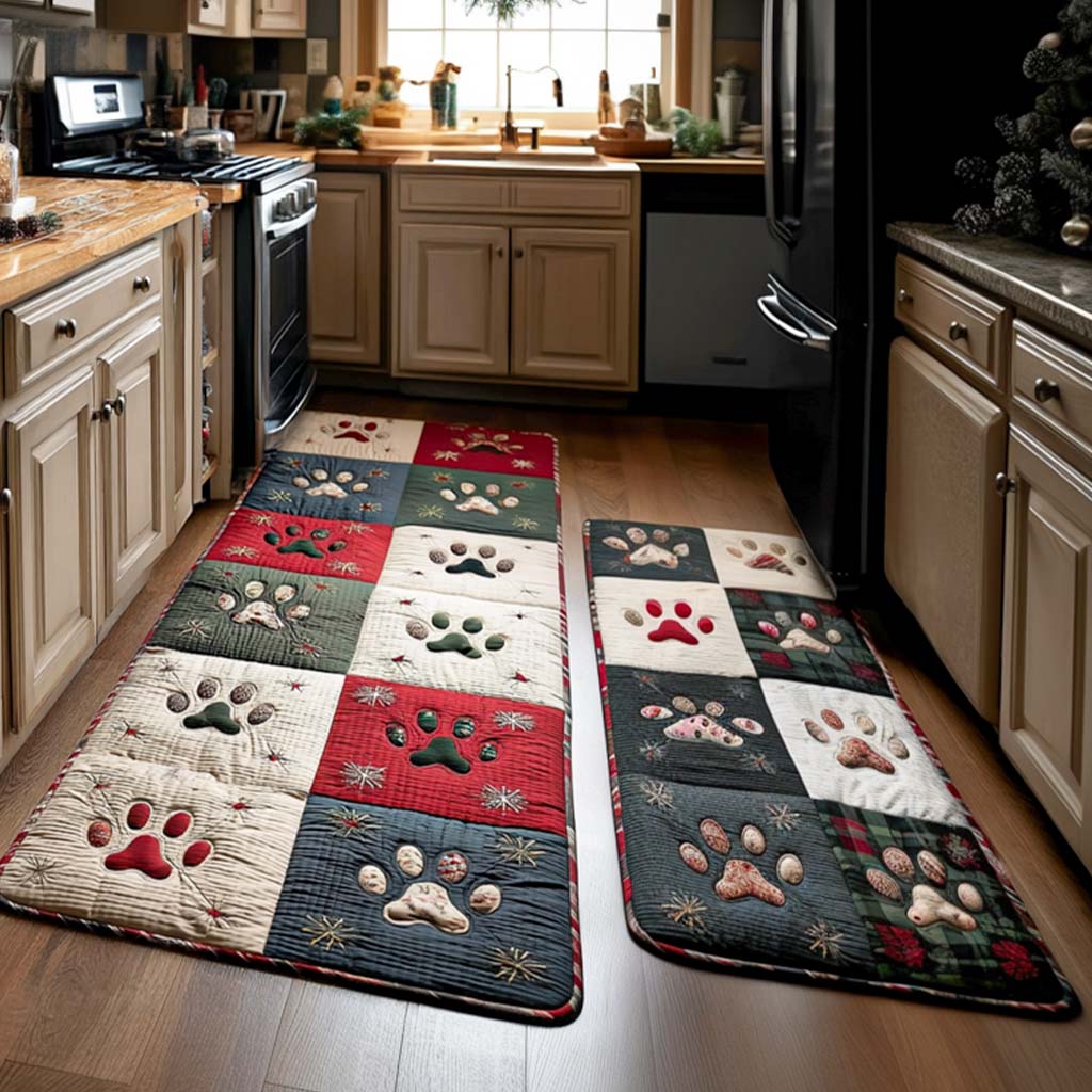 Janiya - 2-Piece Kitchen Mat Set - Paw Prints