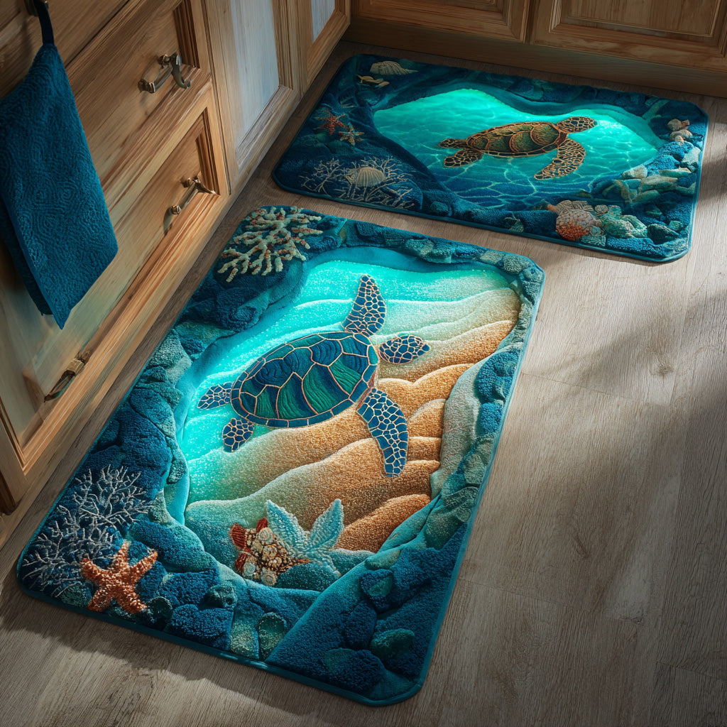 Jasmine - 2-Piece Kitchen Mat Set - Serene Tide