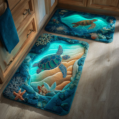 Jasmine - 2-Piece Kitchen Mat Set - Serene Tide