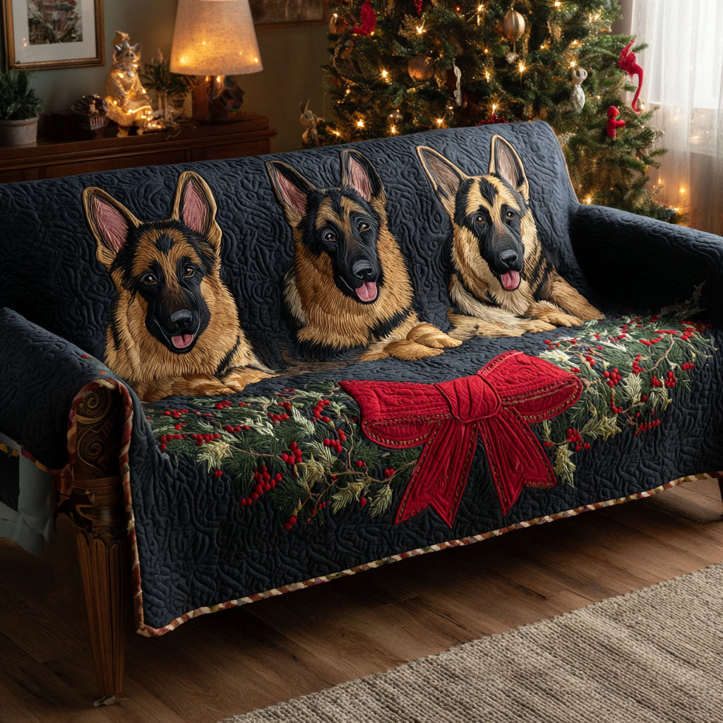 Jaycie - Quilted Sofa Cover Herder German and Snowflake Winter