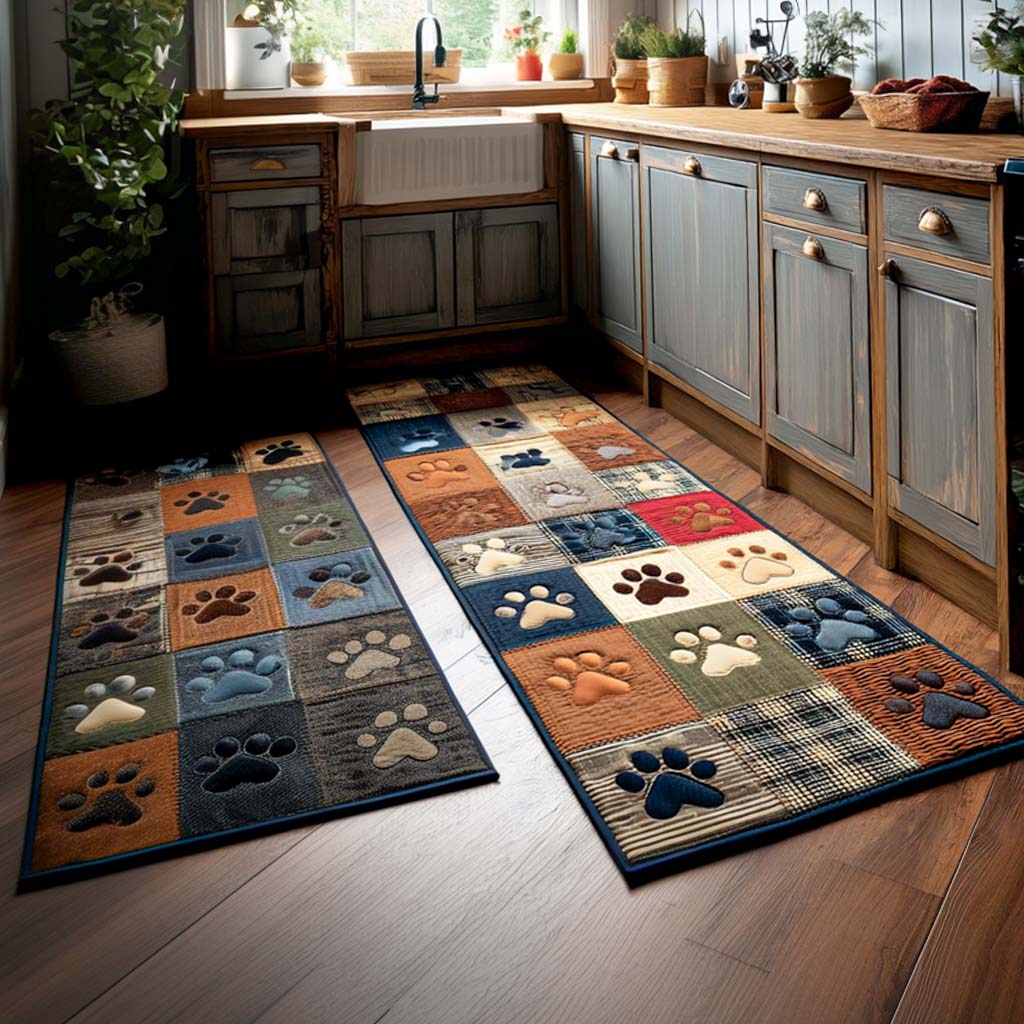 Jazlyn - 2-Piece Kitchen Mat Set - Paw Prints