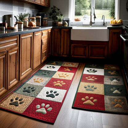 Journee - 2-Piece Kitchen Mat Set - Cozy Paw Prints