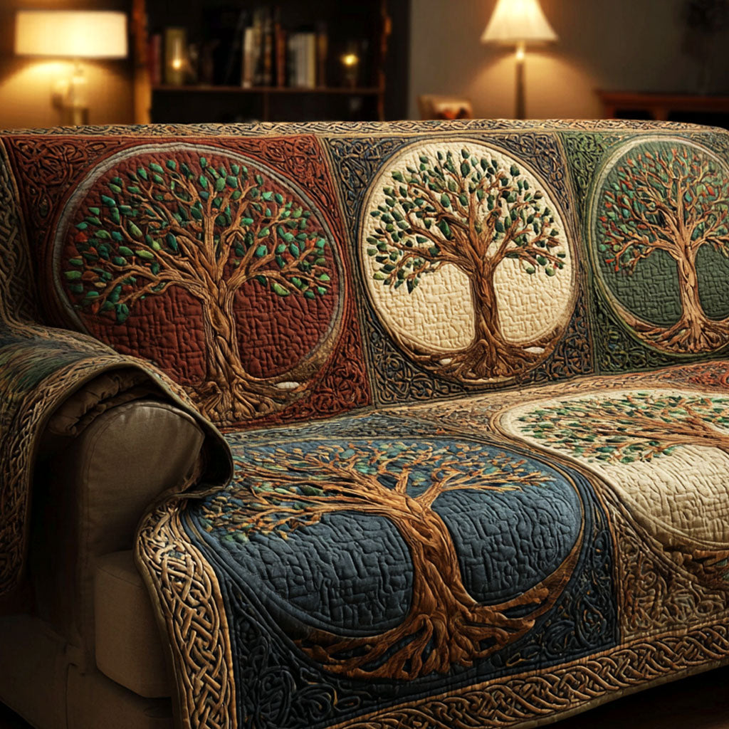 Juanita - Quilted Sofa Cover Tree and Roots