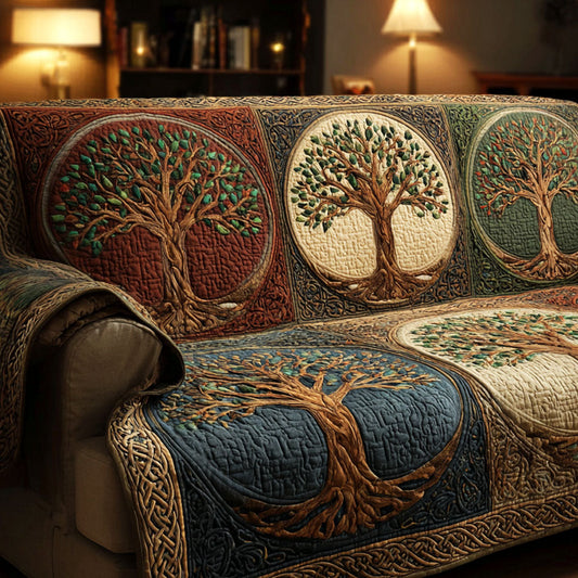 Juanita - Quilted Sofa Cover Tree and Roots