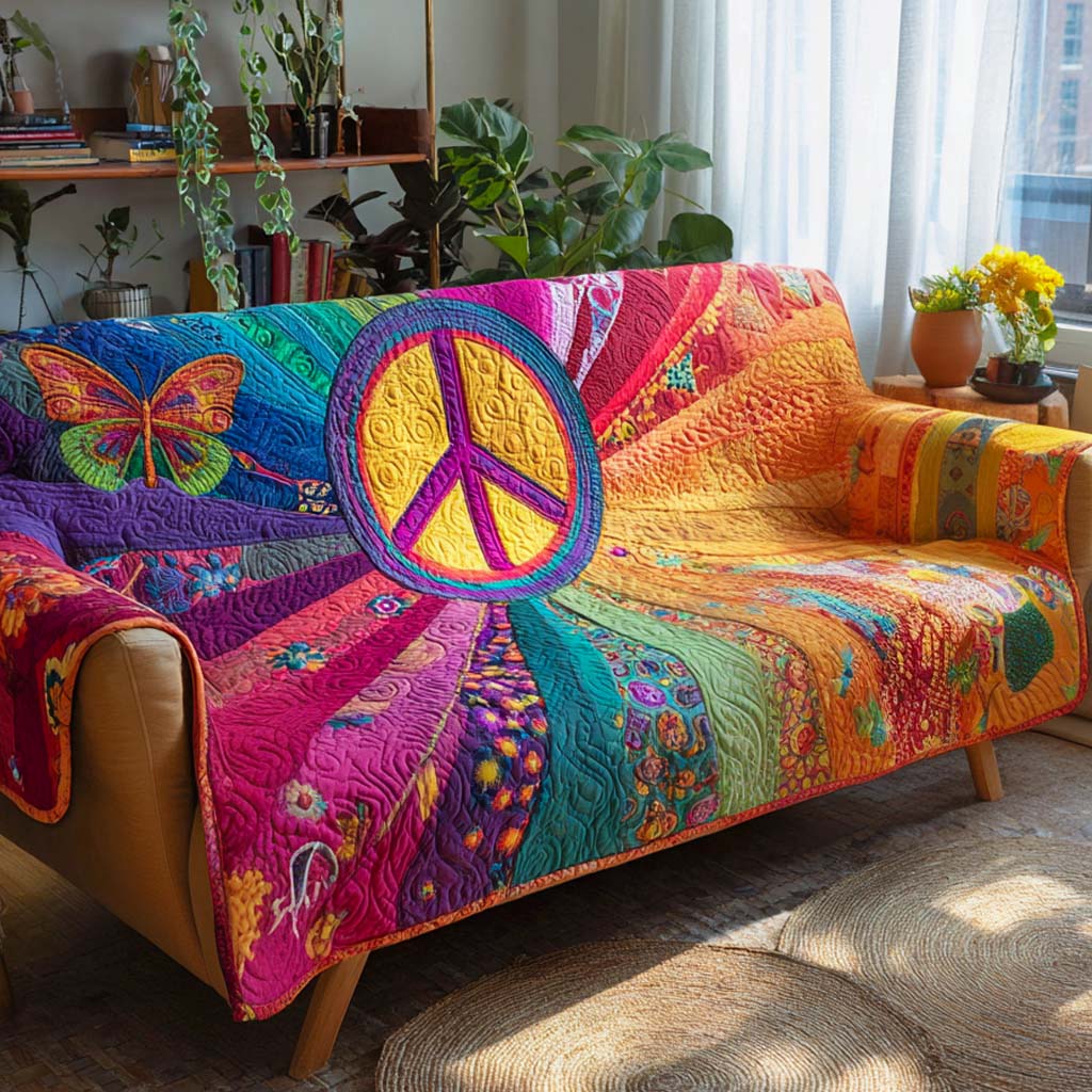 Juliana - Quilted Sofa Cover Garden Rainbow