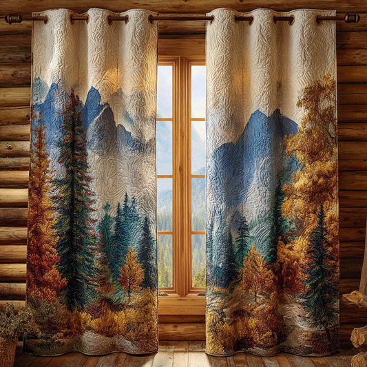Junia - Quilted Curtains - Mossy Forest