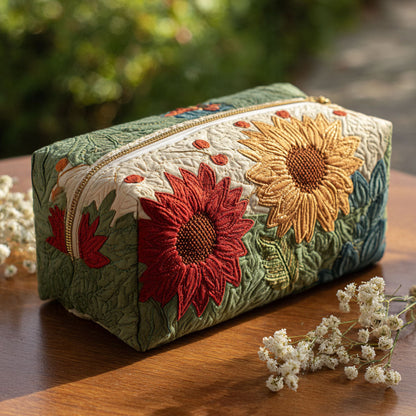 Juniper - Quilted Toiletry Bag - Stitched Flowers