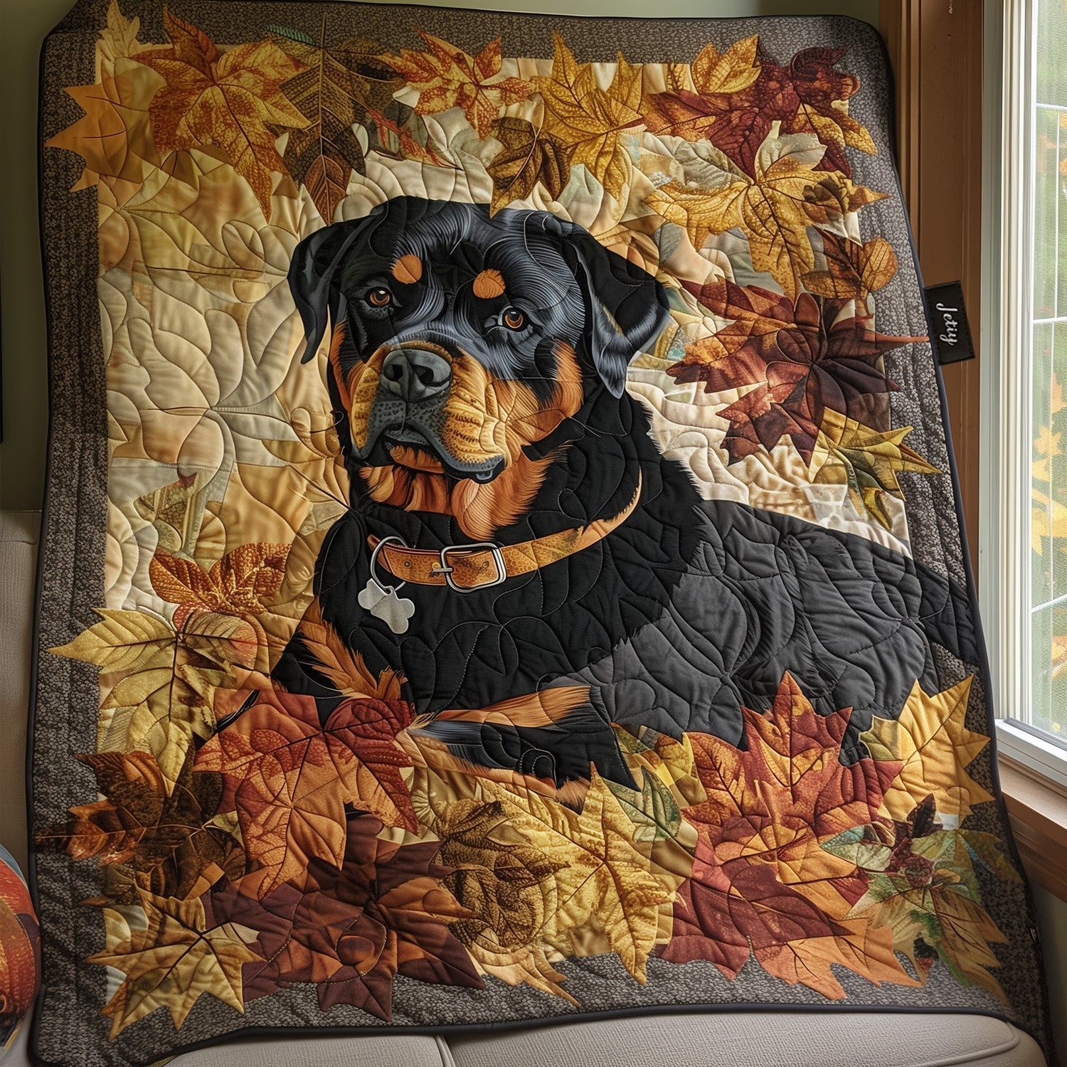 Kalani - Quilted Blanket - Autumn Rottweilers