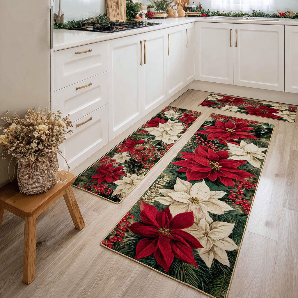 Kali - 2-Piece Kitchen Mat Set - Festive Christmas Plaid