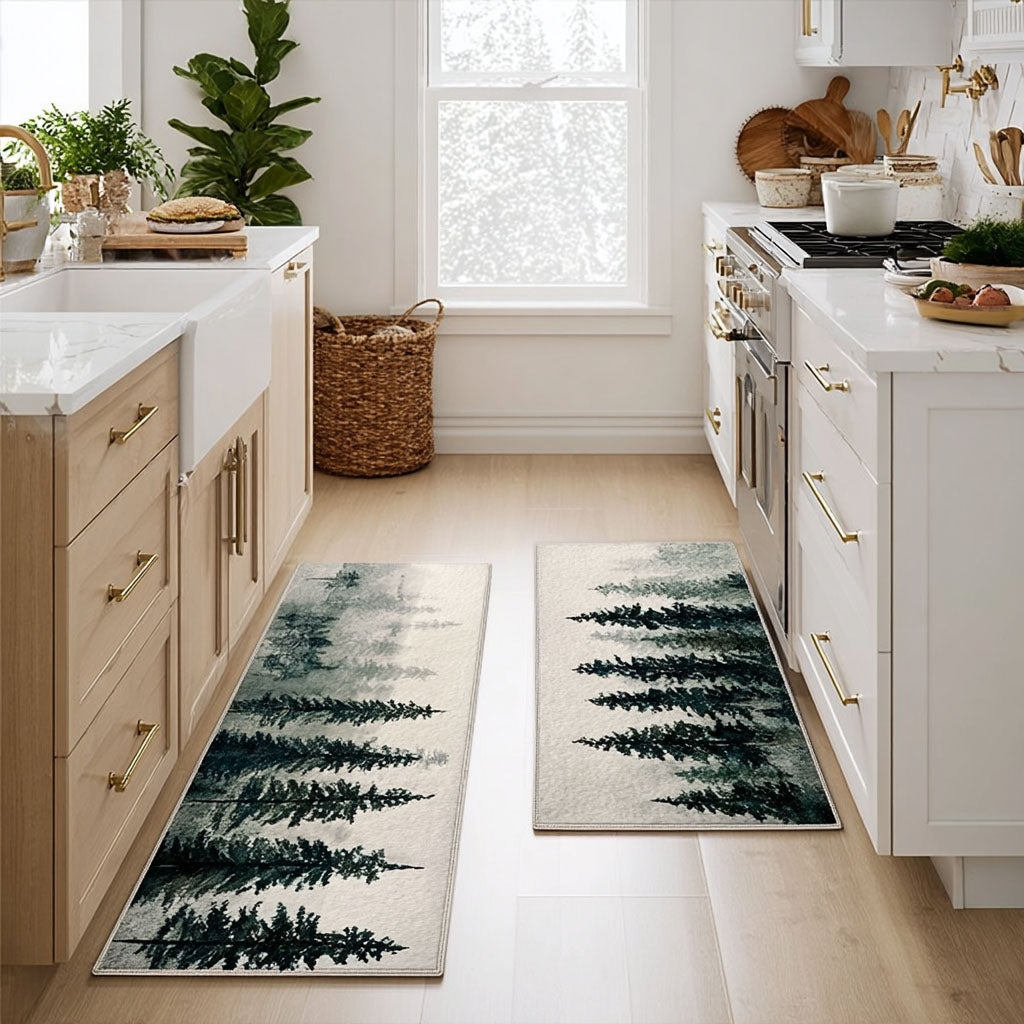 Karina - 2-Piece Kitchen Mat Set - Woodland Stream