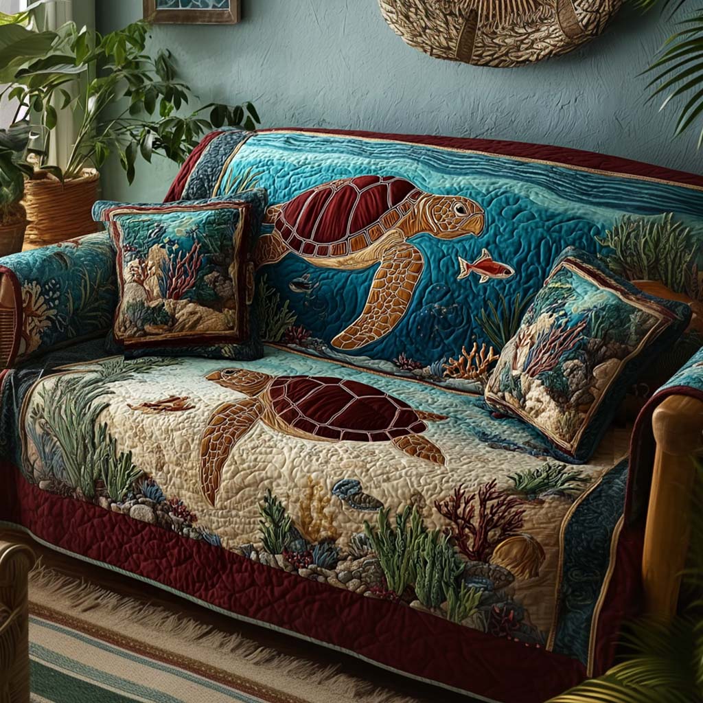 Keely - Quilted Sofa Cover Turtle