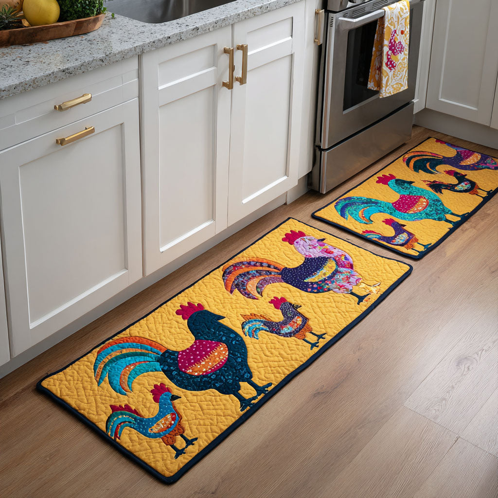 Kimora - 2-Piece Kitchen Mat Set - Chickens and Flowers