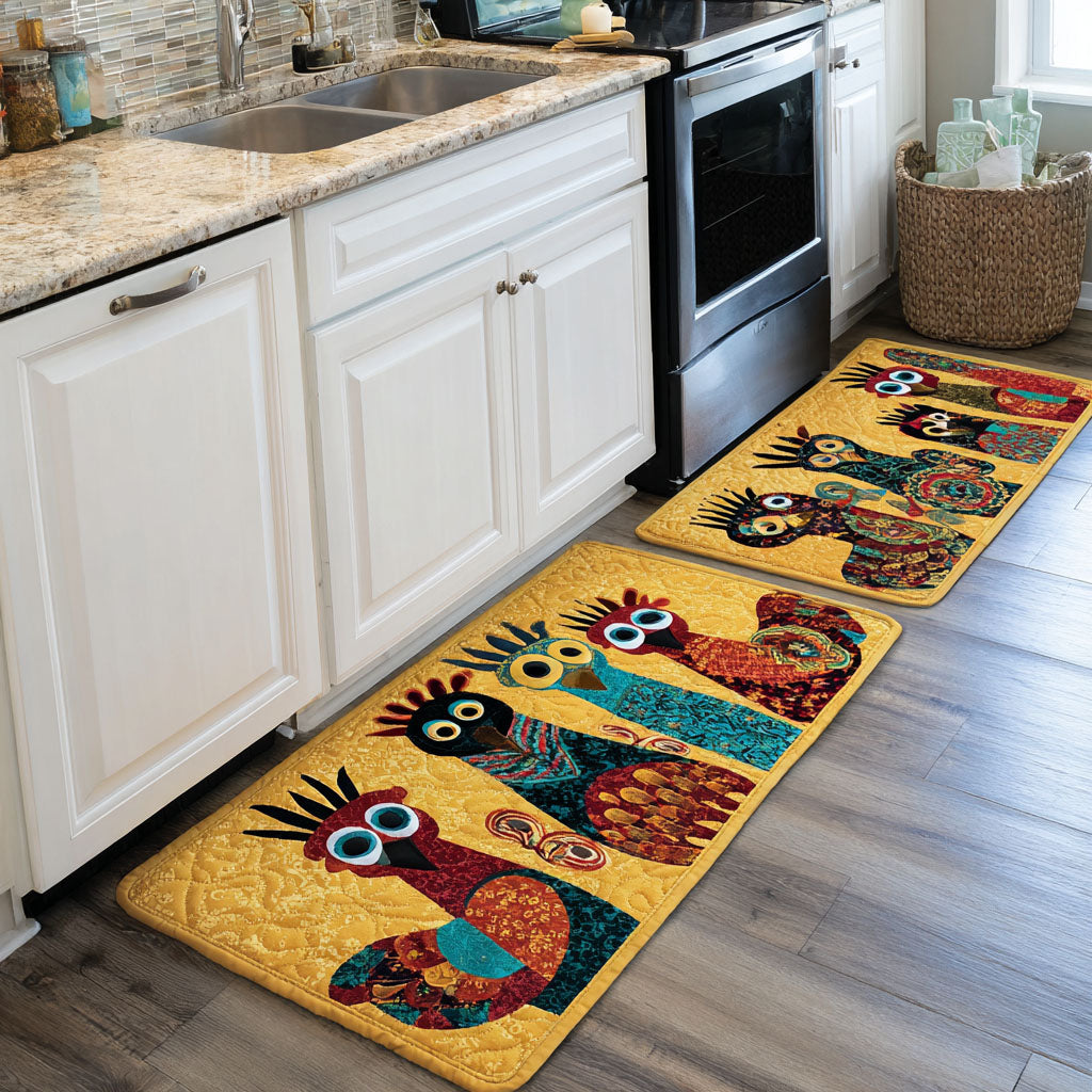 Kora - 2-Piece Kitchen Mat Set - Farmhouse Chickens
