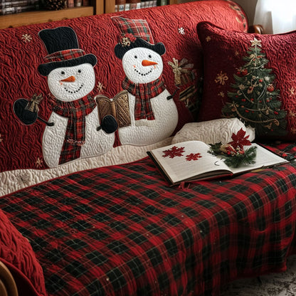 Kynlee - Quilted Sofa Cover Snowman of Snow Checks