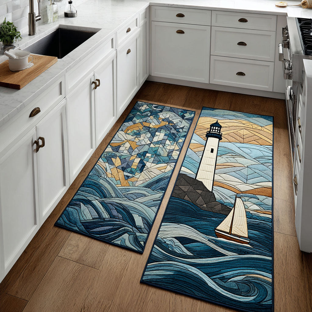 Laila - 2-Piece Kitchen Mat Set - Sunny Lighthouse