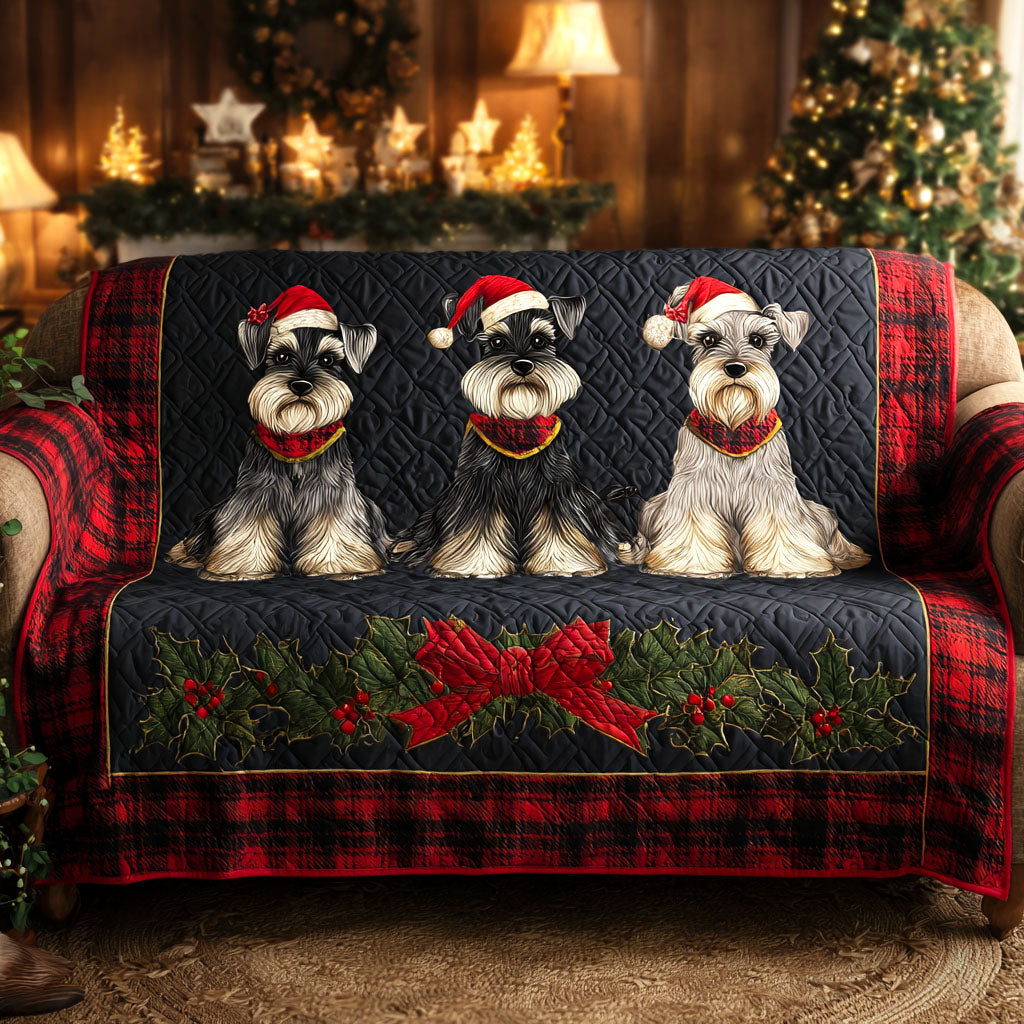 Larkin - Quilted Sofa Cover Schnauzer Christmas