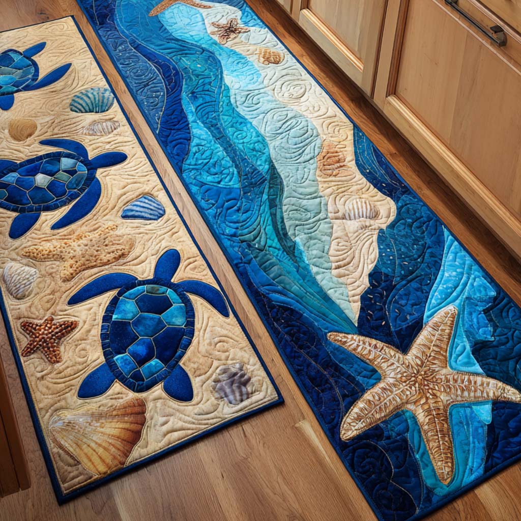 Lauren - 2-Piece Kitchen Mat Set - Sea Turtle