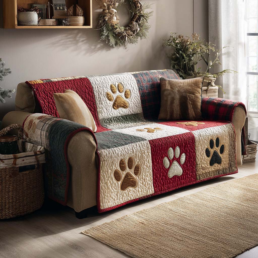 Lavonne - Quilted Sofa Cover with Legs Christmas