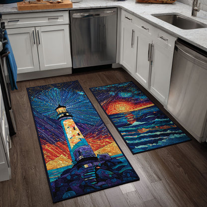 Leighton - 2-Piece Kitchen Mat Set - Ocean Lighthouse