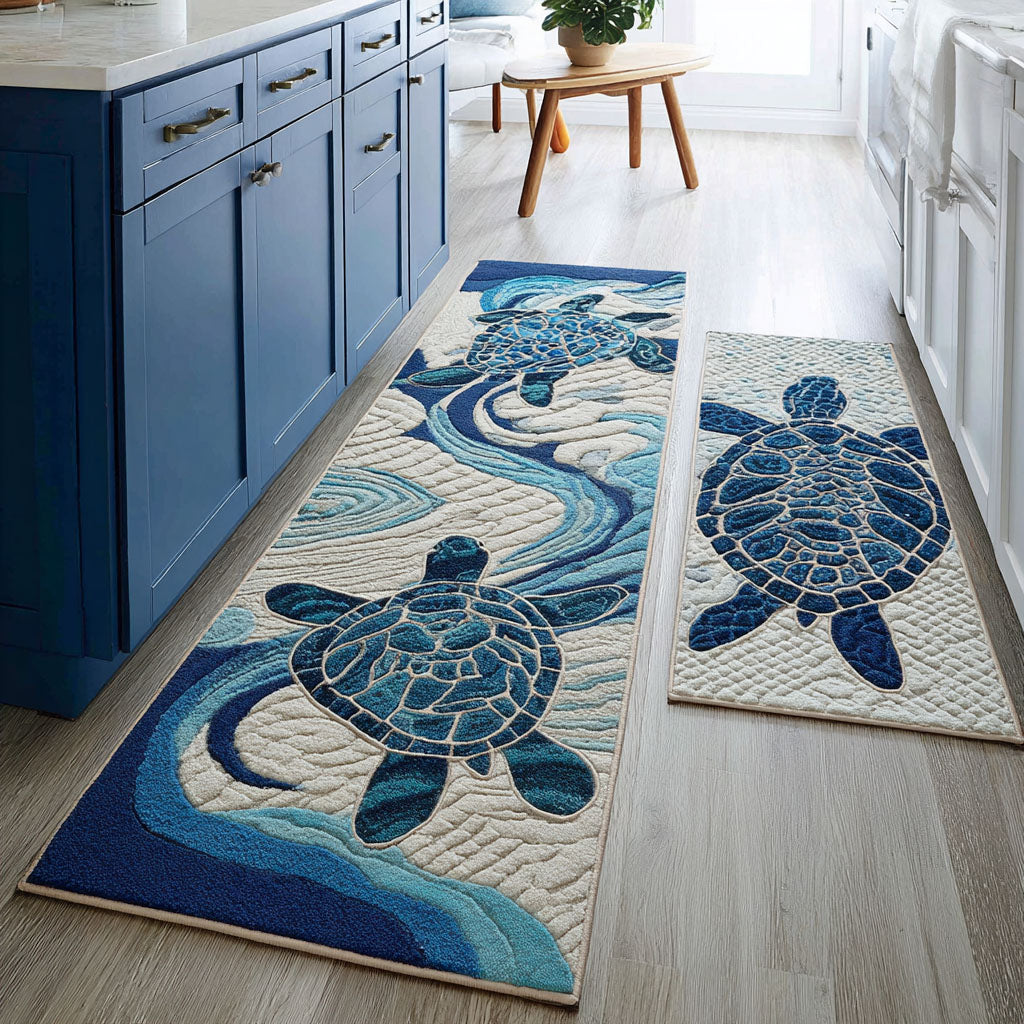 Lilliana - 2-Piece Kitchen Mat Set - Sea Turtle