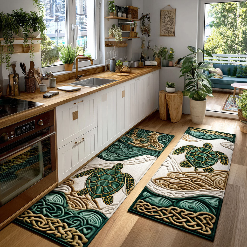 Lily - 2-Piece Kitchen Mat Set - Coral Reef