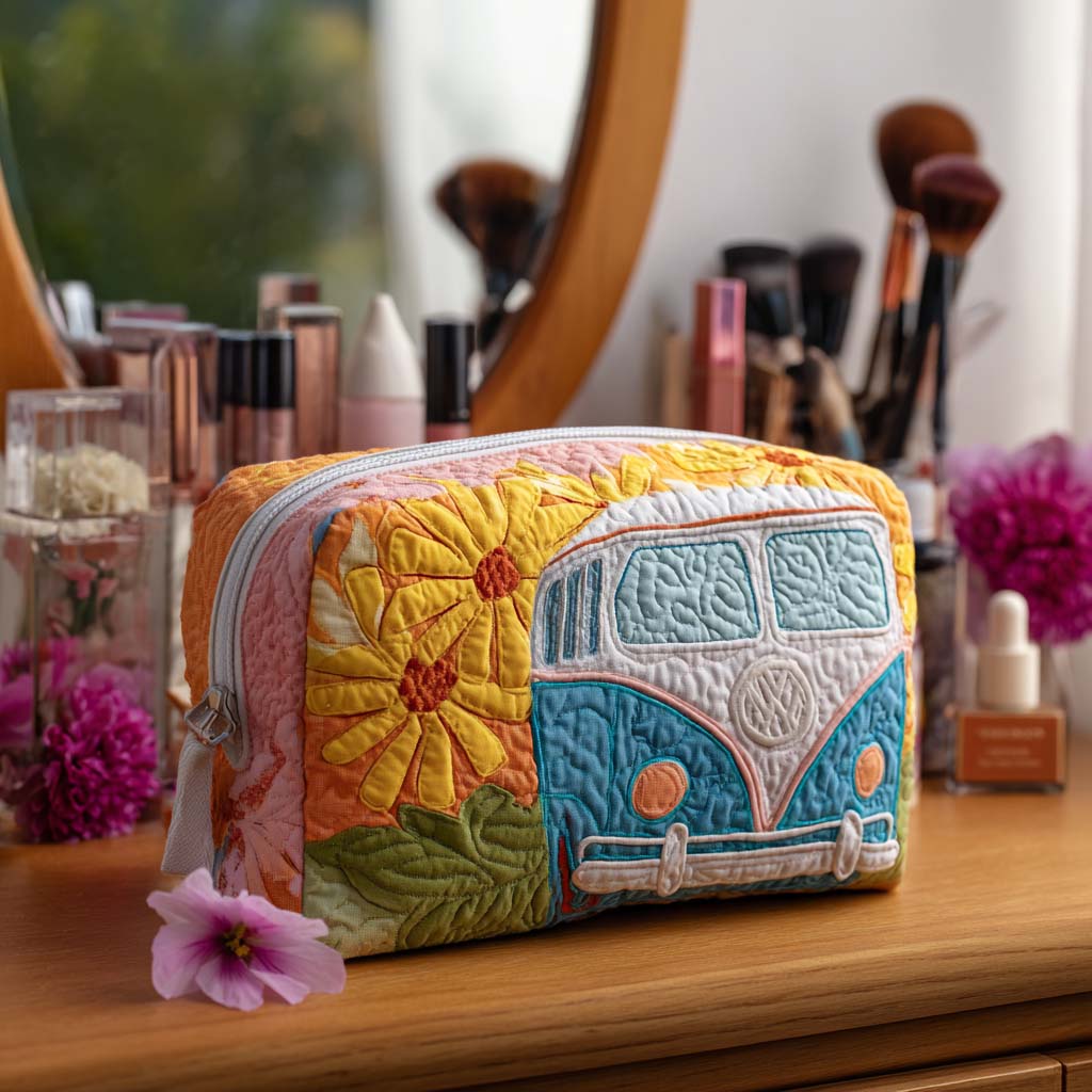 Linda - Quilted Toiletry Bag - Golden Horizon