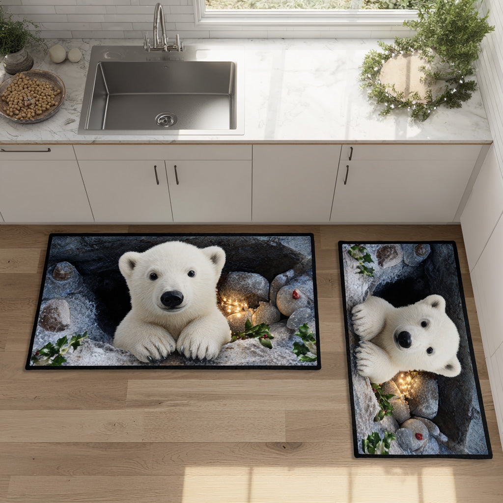 Lizbeth - 2-Piece Kitchen Mat Set - Snowy Winter Plaid