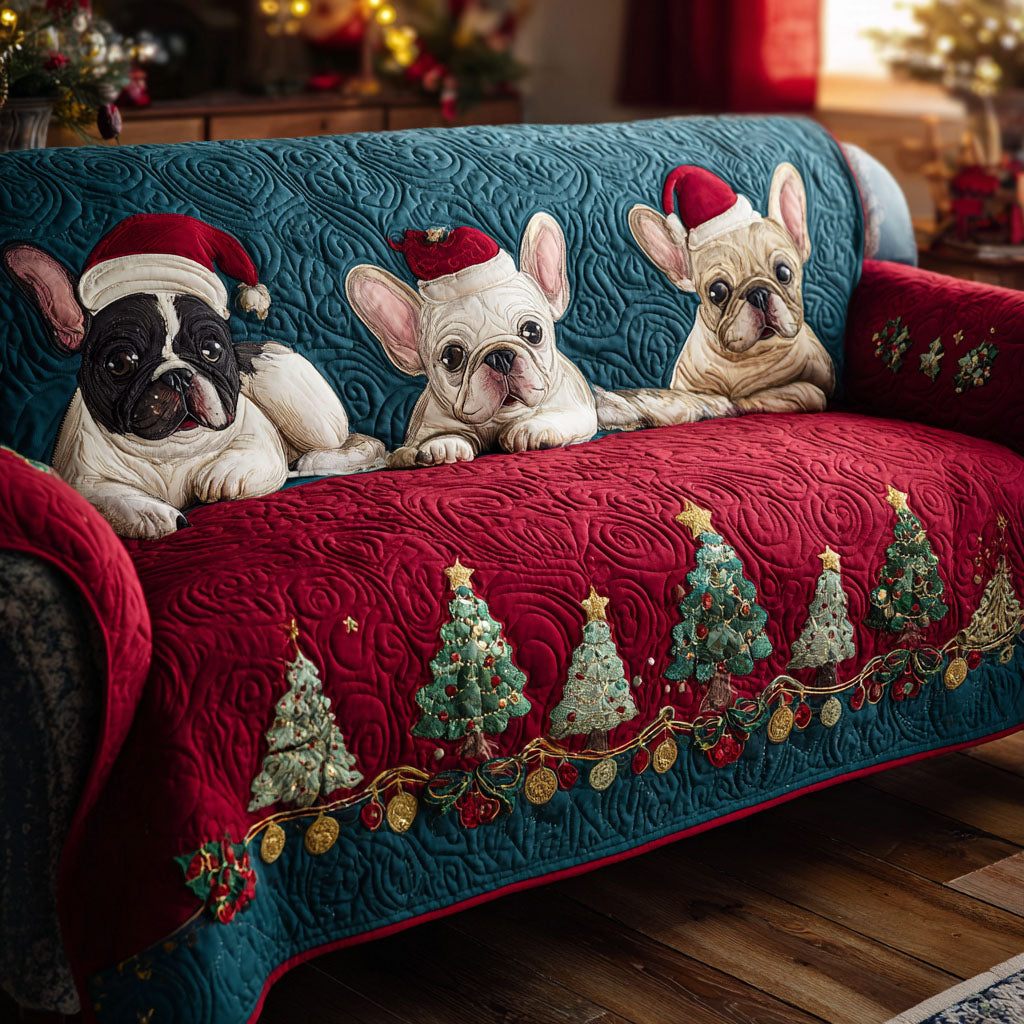 Lorena - Quilted Sofa Cover French Bulldog