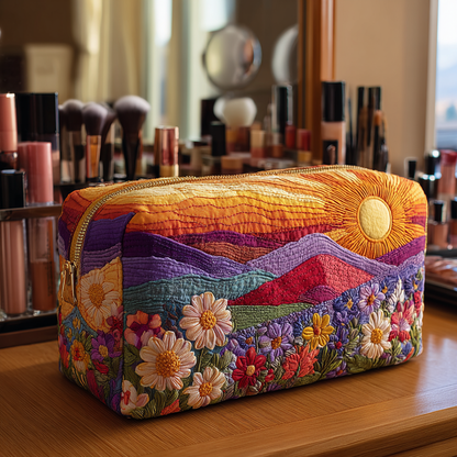 Lula - Quilted Toiletry Bag - Light Patterns