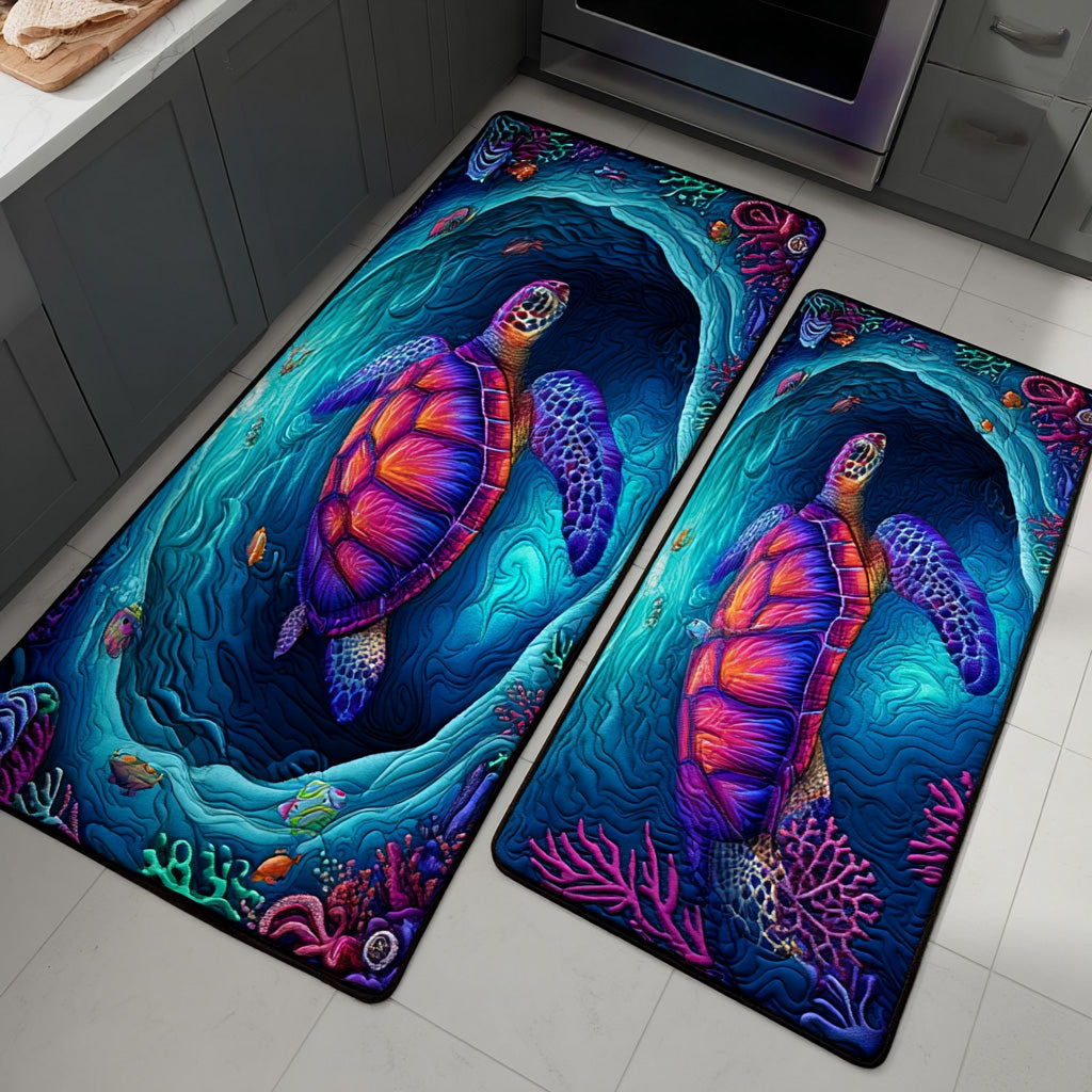 Lyla - 2-Piece Kitchen Mat Set - Coral Reef