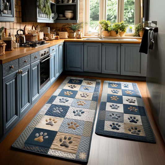 Madison - 2-Piece Kitchen Mat Set - Hearts and Paw Prints