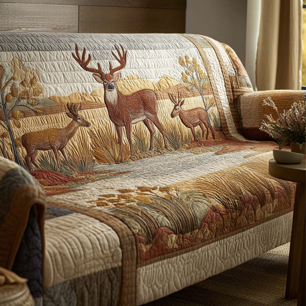 Malinda - Quilted Sofa Cover Deer Hidden