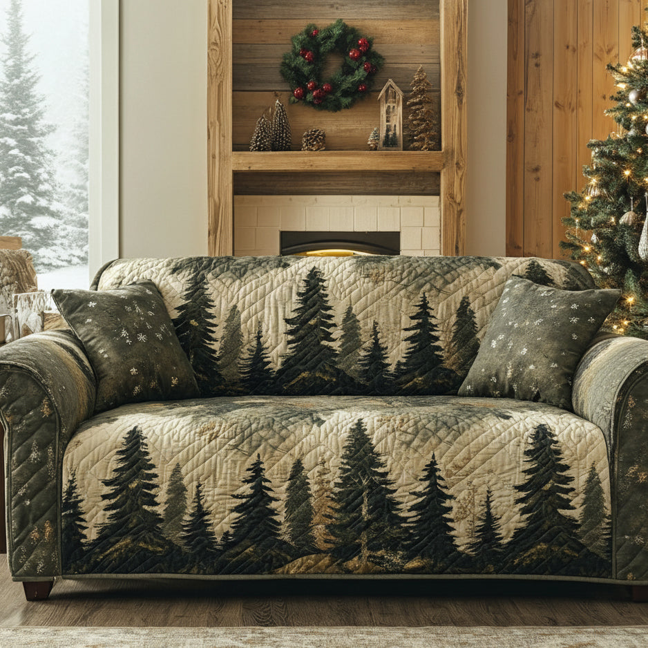 Manuela - Quilted Sofa Cover Forest Calm