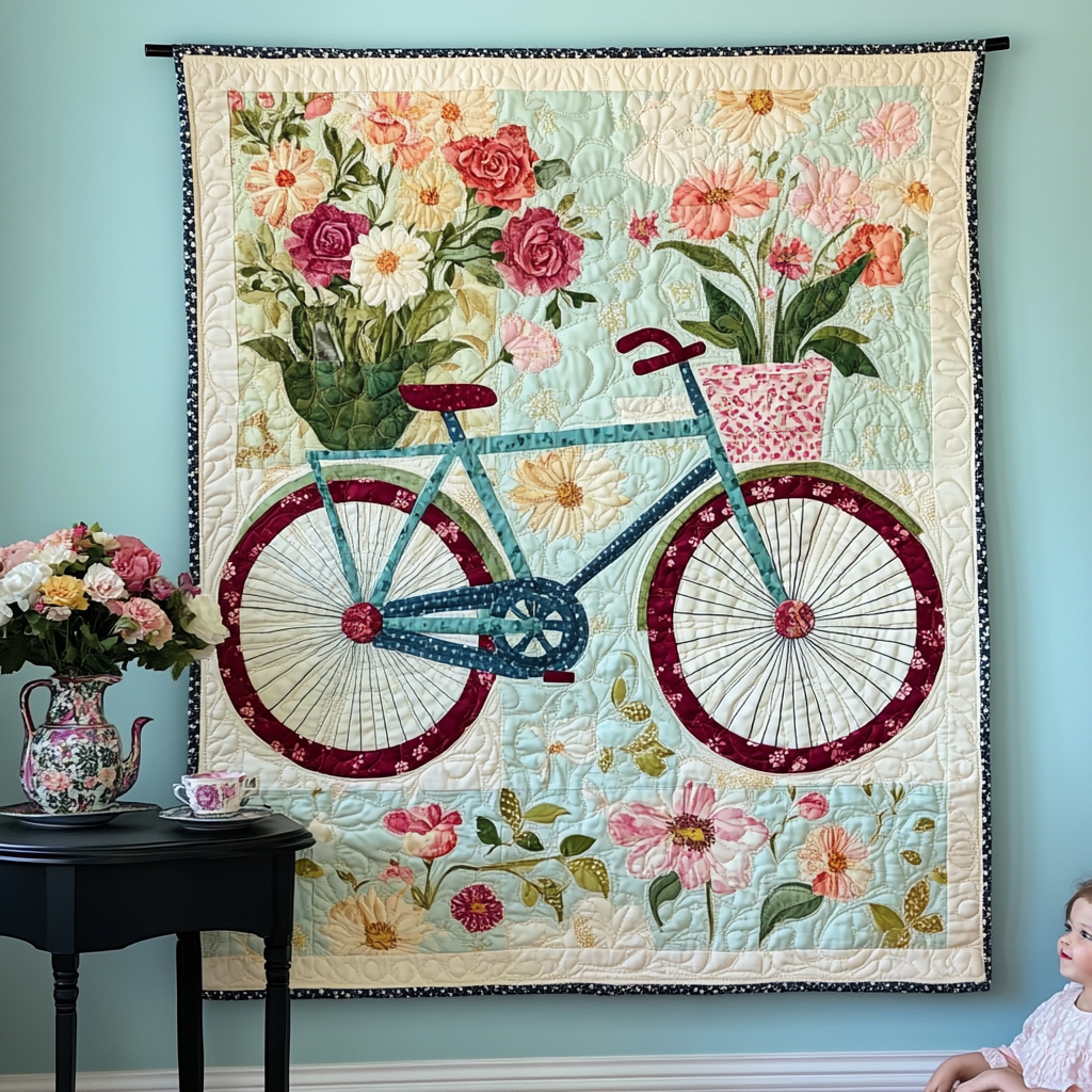 Marcelina - Textile Wall Art - Blossom Bicycle