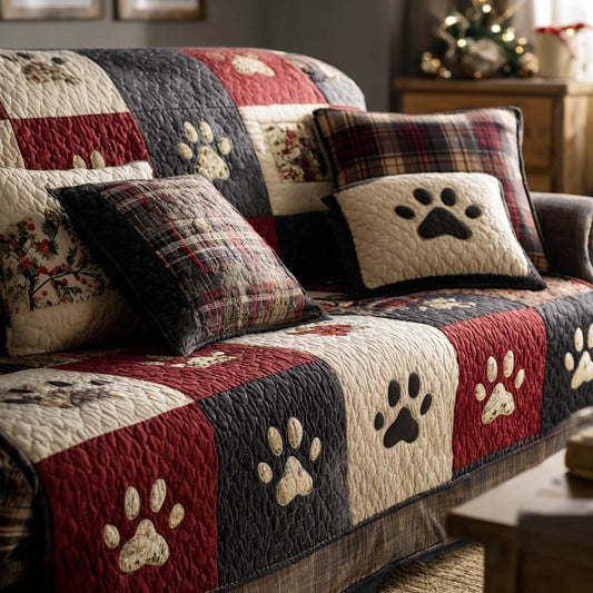 Margo - Quilted Sofa Cover with Legs Christmas