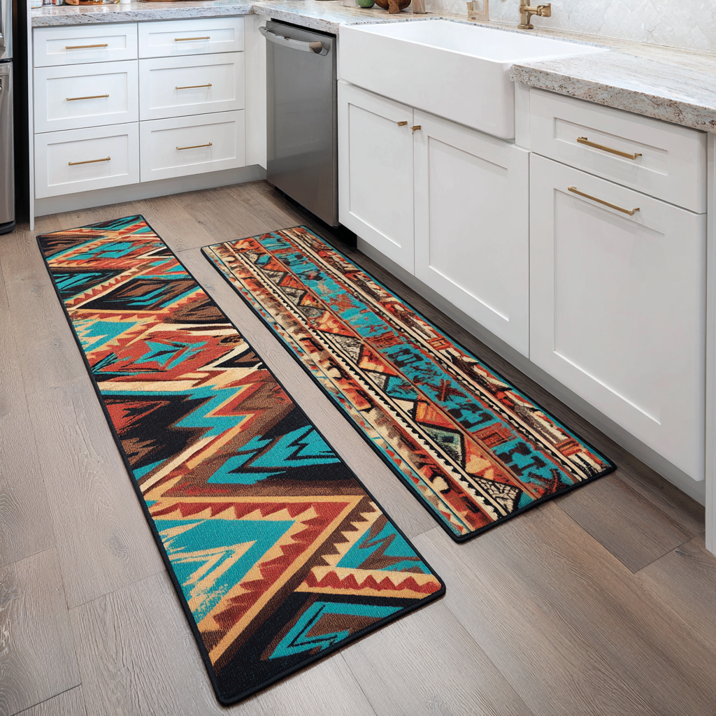 Margot - 2-Piece Kitchen Mat Set - Golden Plaid