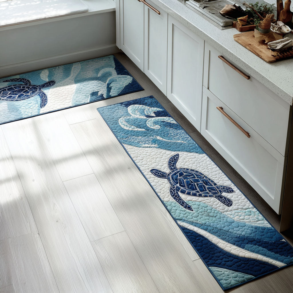 Mariana - 2-Piece Kitchen Mat Set - Deep Sea Blue