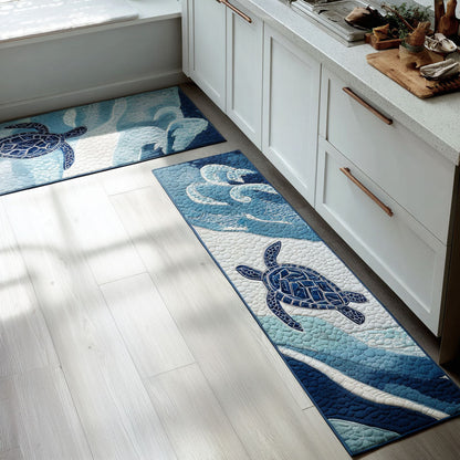 Mariana - 2-Piece Kitchen Mat Set - Deep Sea Blue