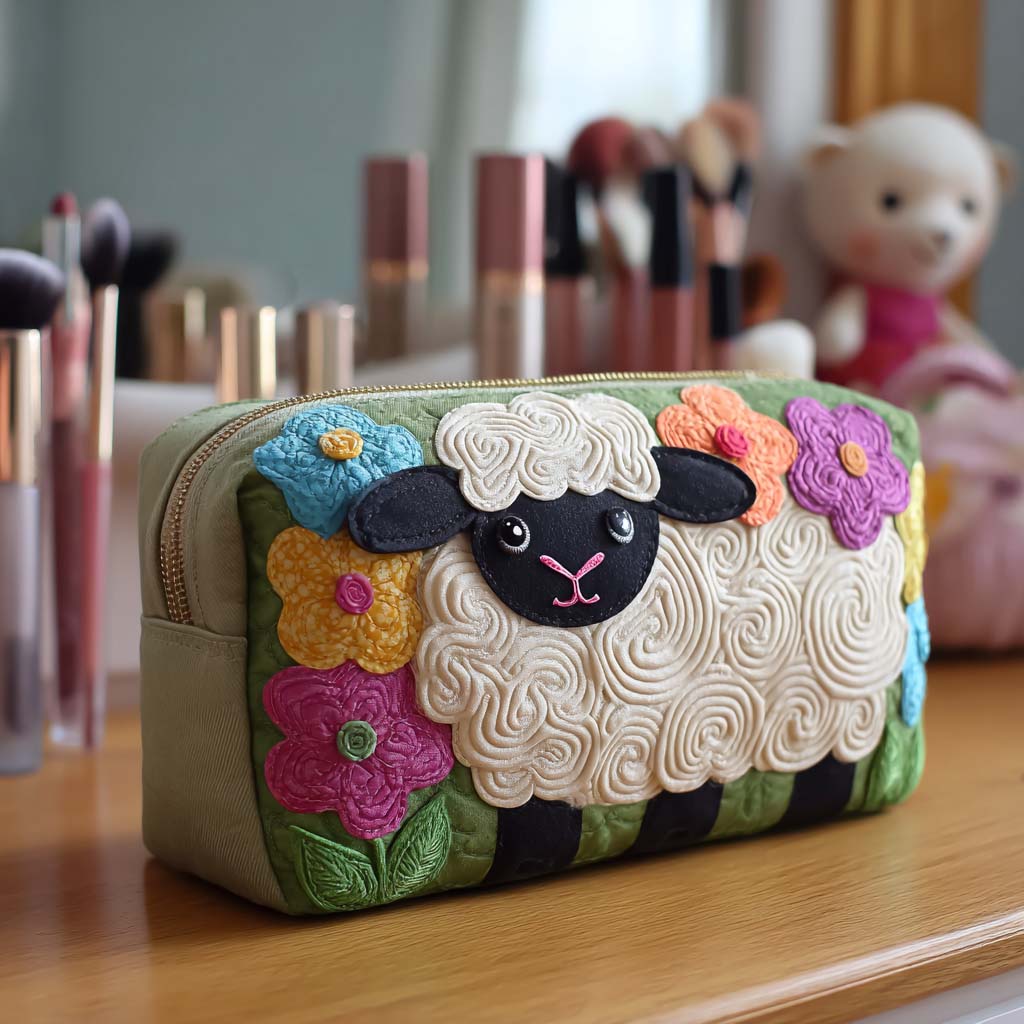 Marjorie - Quilted Toiletry Bag - Floral Pattern