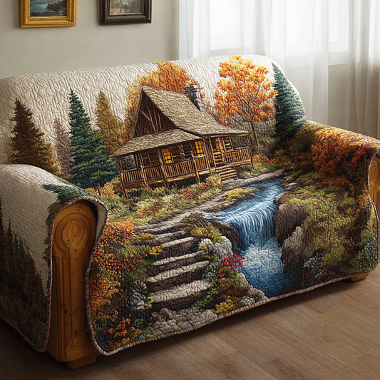 Maxine - Quilted Sofa Cover Woud Amber Color