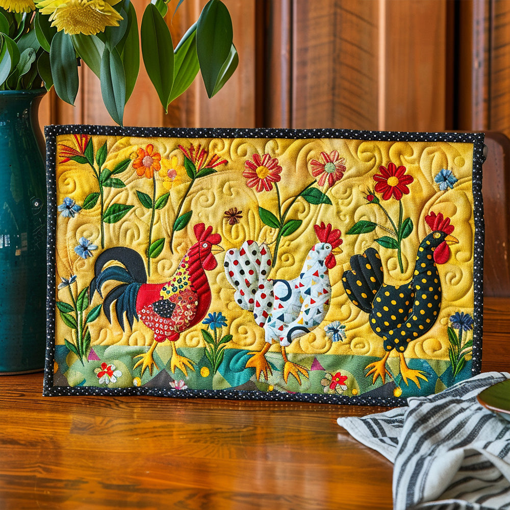 Mckenzie - Quilted Placemat - Bright Chicken Meadow