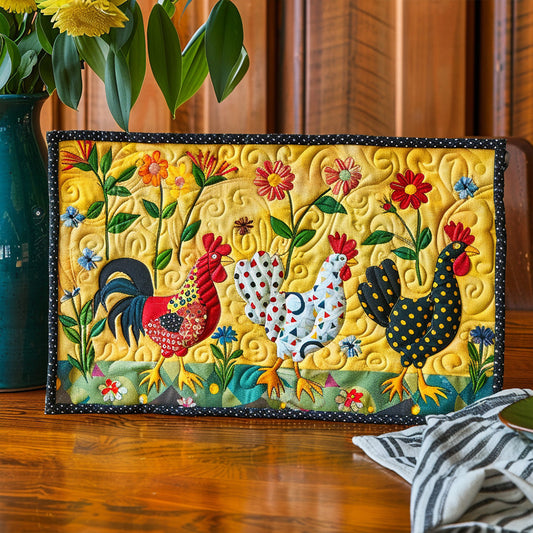 Mckenzie - Quilted Placemat - Bright Chicken Meadow