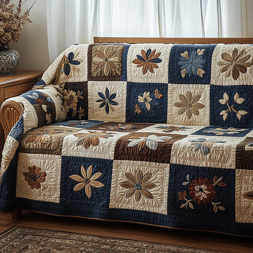 Mellie - Quilted Sofa Cover Petals Rustic