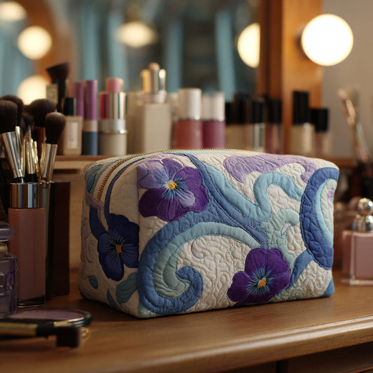 Sanne - Quilted Toiletry Bag - Midnight Purple
