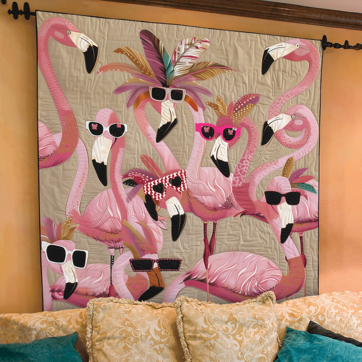 Carlijn - Quilted Blanket - Tropical Flamingo