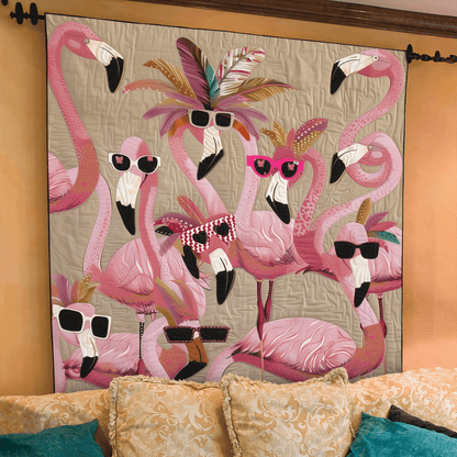 Carlijn - Quilted Blanket - Tropical Flamingo