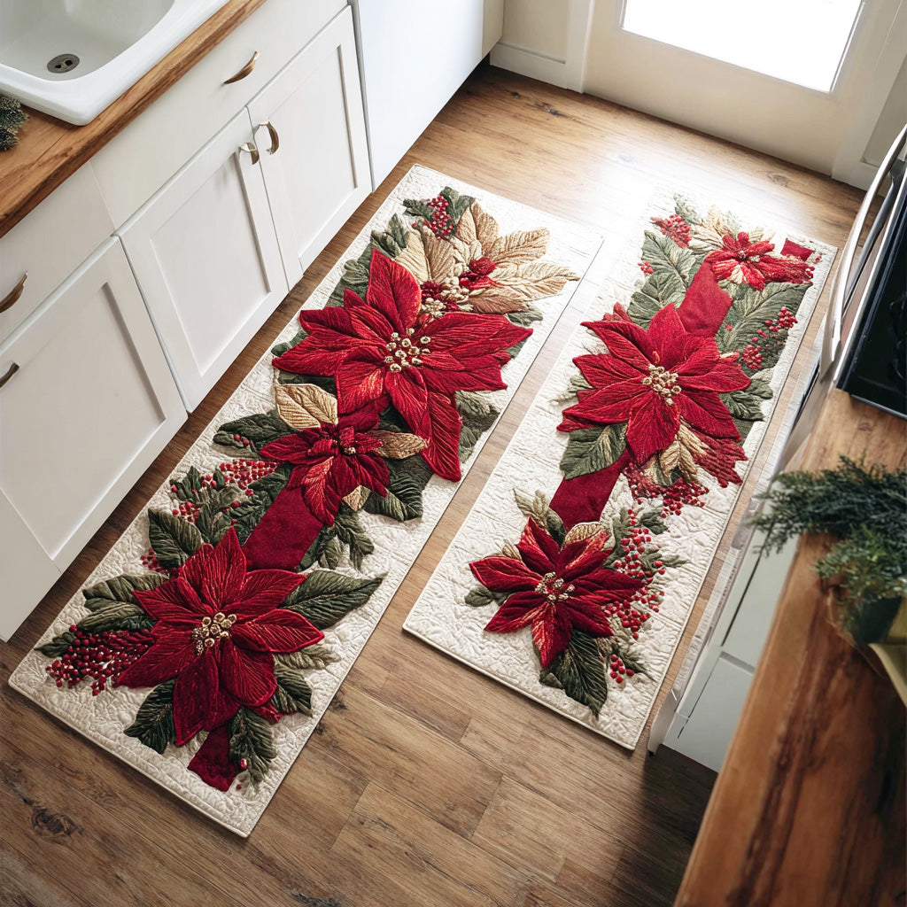 Myla - 2-Piece Kitchen Mat Set - Scarlet Christmas Star