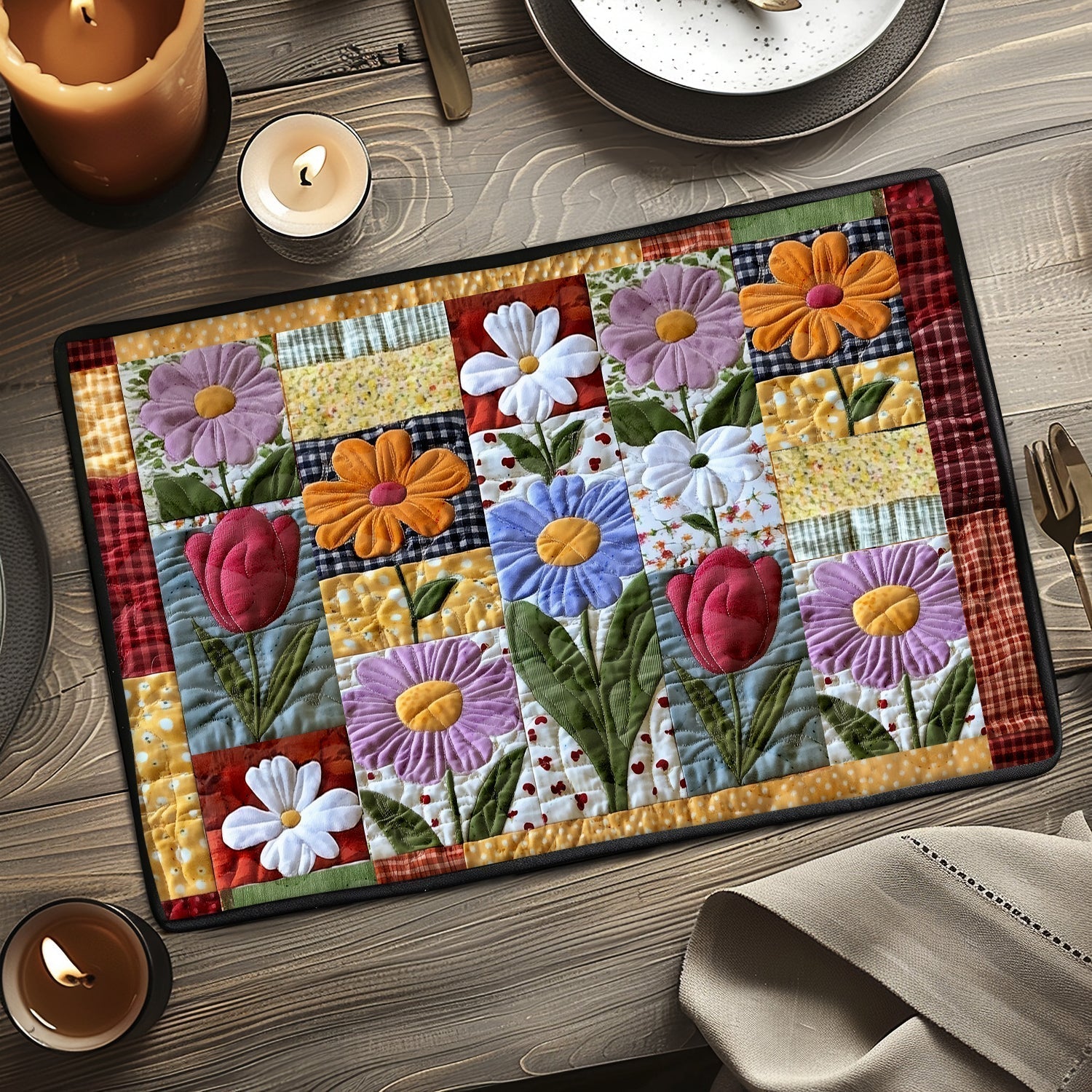 Sara - Quilted Placemat - Leaf Pattern