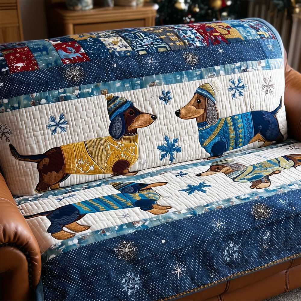 Nannie - Quilted Sofa Cover Pair of Dachshunds