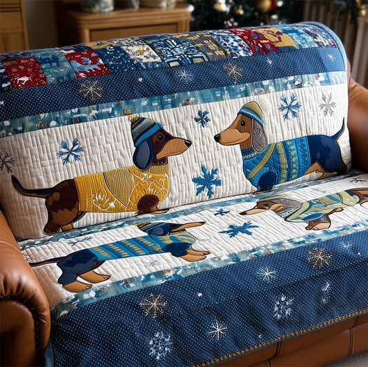 Nannie - Quilted Sofa Cover Pair of Dachshunds